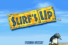 Surf's Up title screen for GameBoy Advance